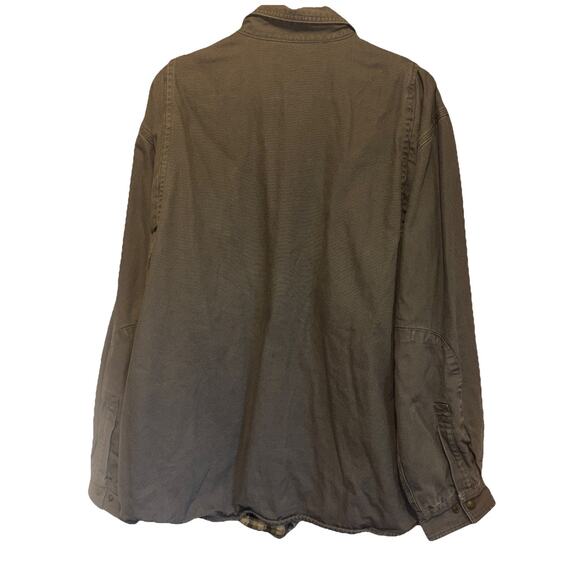 Carhartt Mens Large Gray Canvas Jacket Rugged Flex Fit Fleece-Lined Shirt - Picture 2 of 12